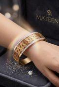 Elegant Stainless Steel & Gold Plated Diamond-Studded Bracelet for Women