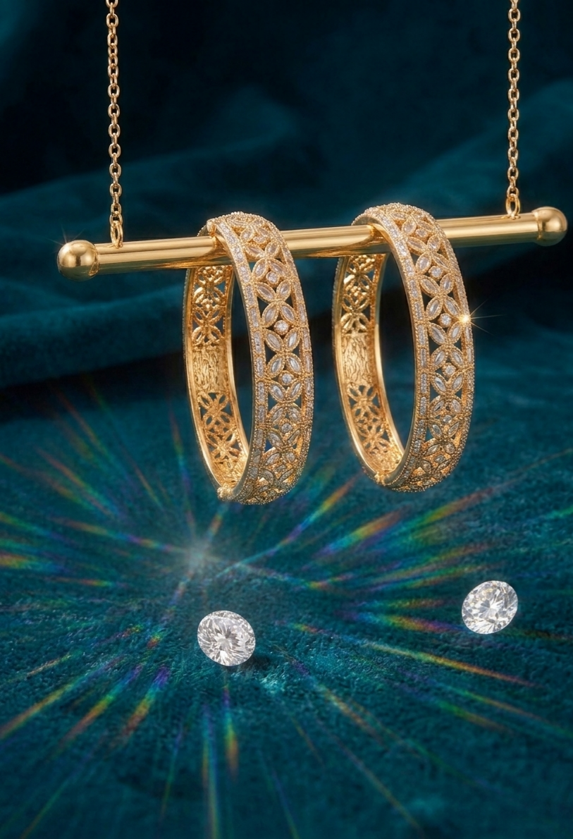 Gold-Plated Filigree Bangle Pair
