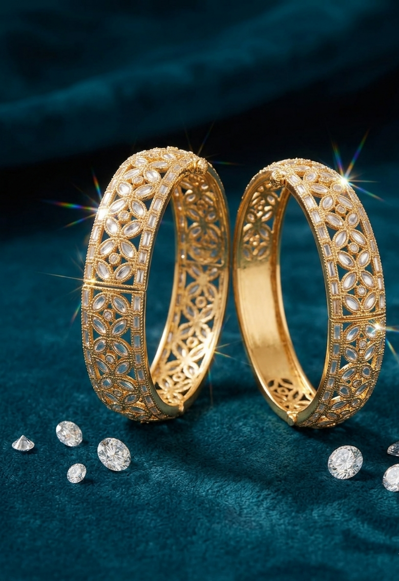 Gold-Plated Filigree Bangle Pair