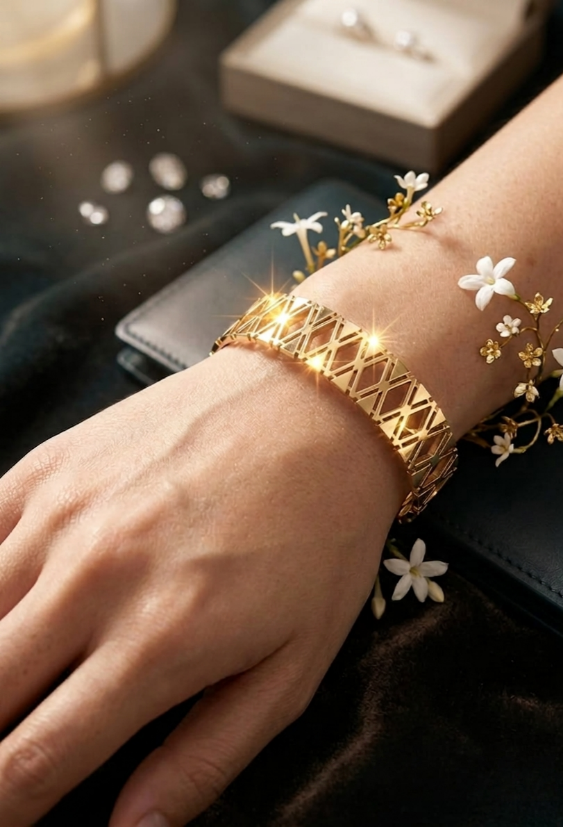 Elegant Stainless Steel & Gold Plated  Bracelet for Women