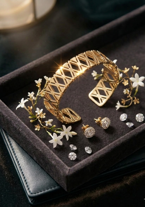 Elegant Stainless Steel & Gold Plated  Bracelet for Women